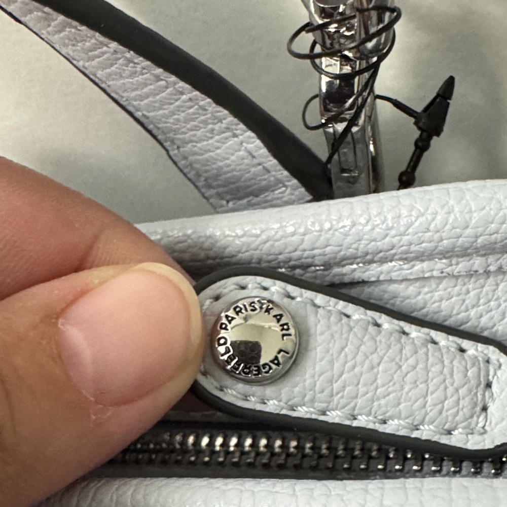 Karl Lagerfeld Light Gray Satchel with Charms - Picture 5 of 10